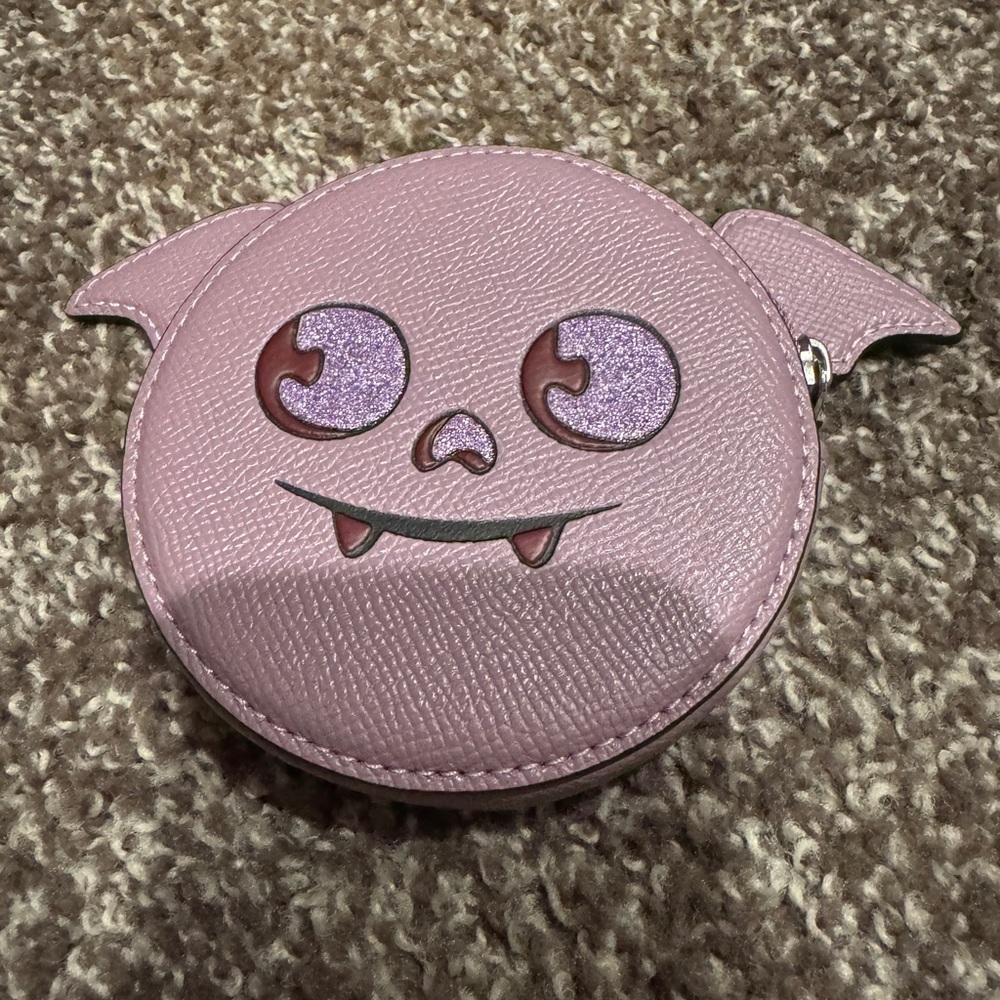 Coach Halloween bat coin purse purple